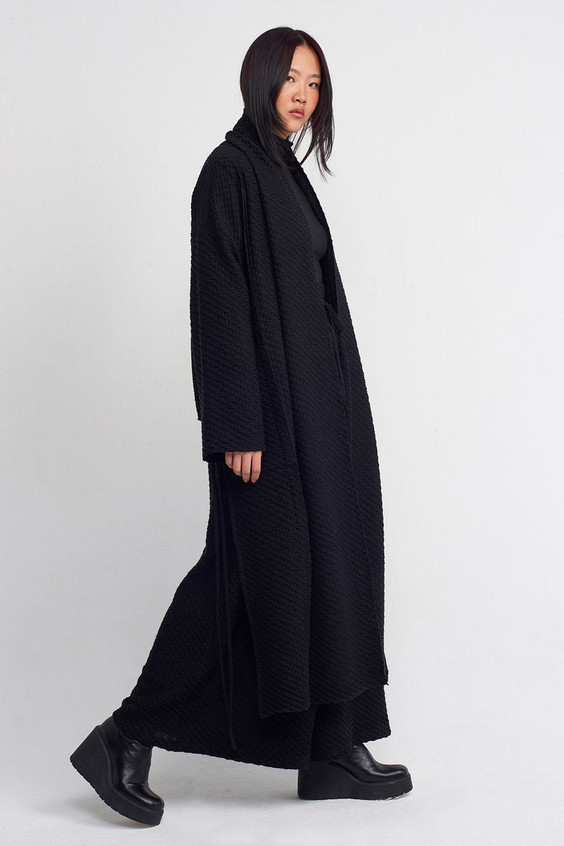 NU Long Front Short Back Cardigan Black