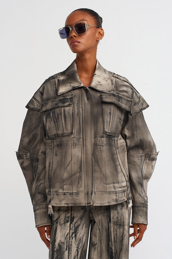NU Distressed Biker Jacket Natural