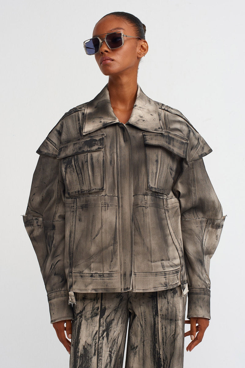 NU Distressed Biker Jacket Natural