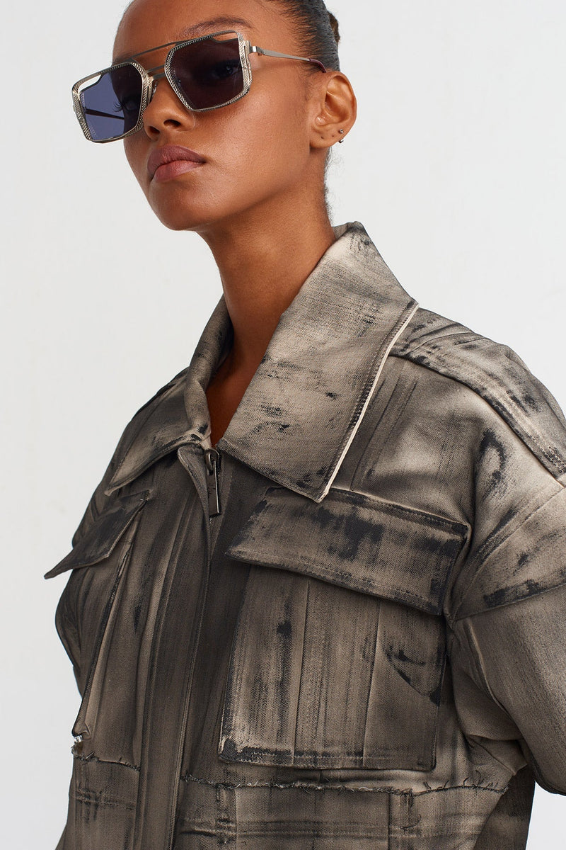 NU Distressed Biker Jacket Natural