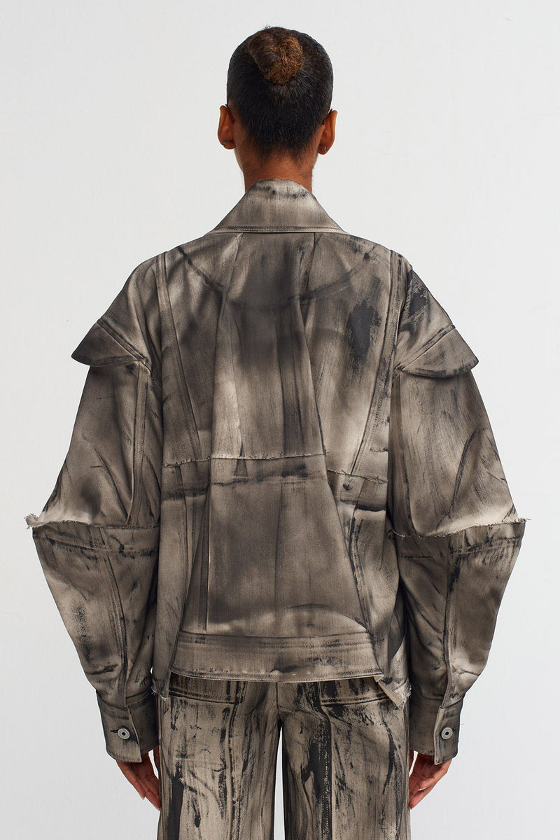 NU Distressed Biker Jacket Natural