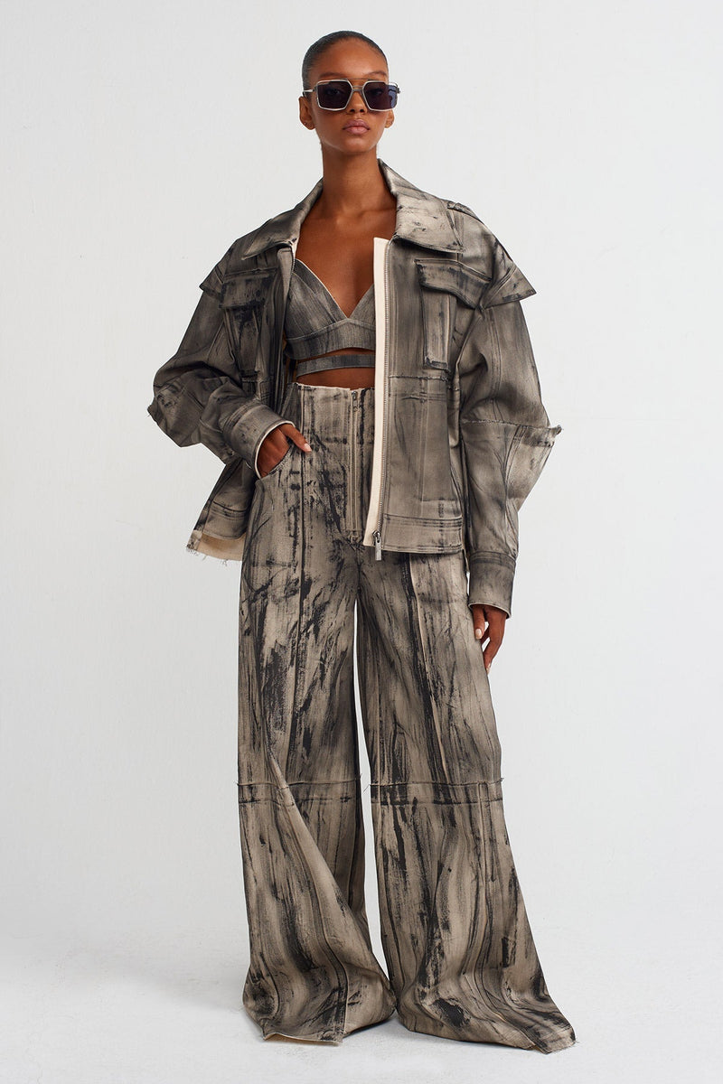 NU Distressed Biker Jacket Natural