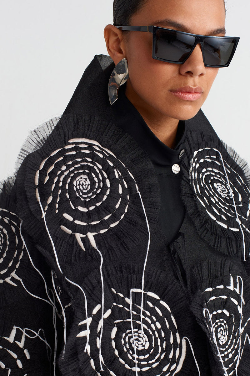 NU Organza Applique Detail Jacket Black/Offwhite