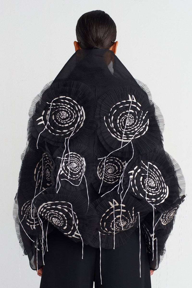 NU Organza Applique Detail Jacket Black/Offwhite