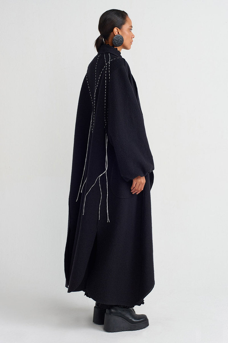 NU Wool Long Cardigan Black/Offwhite