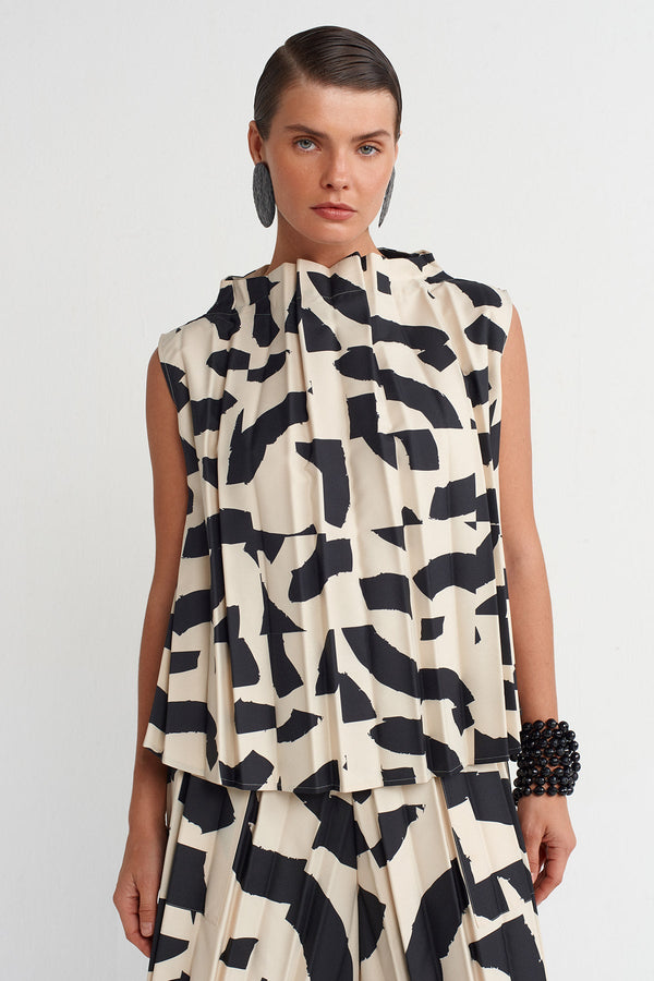 NU Sleeveless Patterned Sleeveless Blouse Multi Color