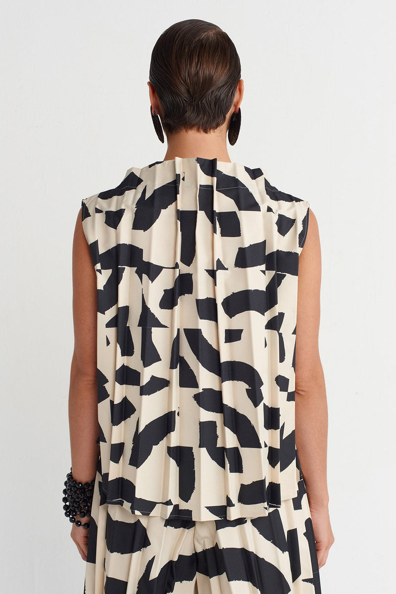 NU Sleeveless Patterned Sleeveless Blouse Multi Color