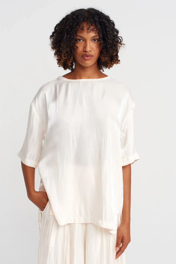 NU Shiny Stylish T-Shirt Ecru