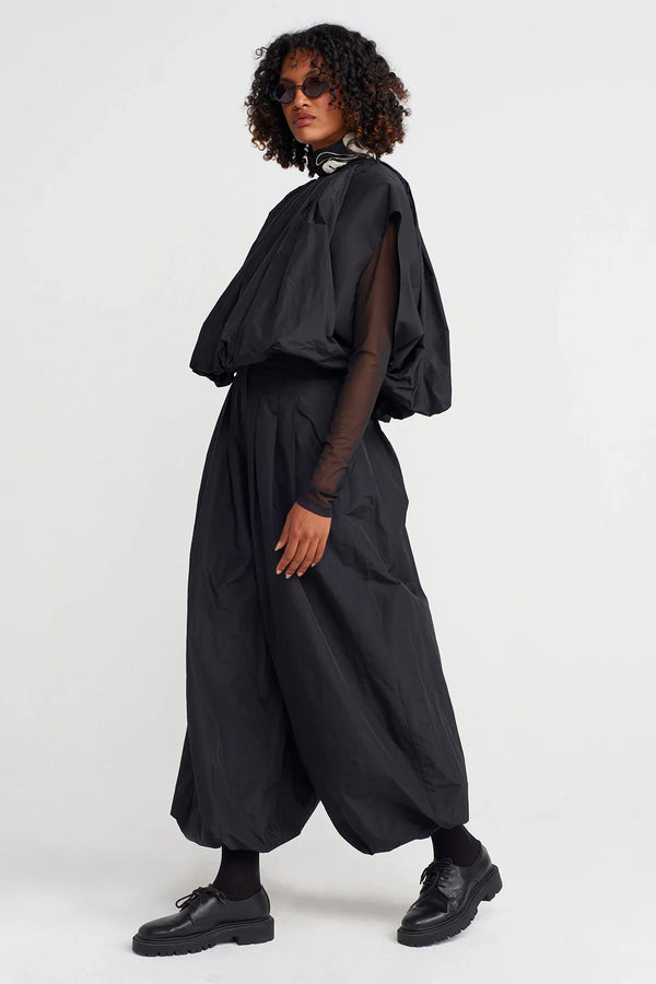 NU Taffeta Balloon Blouse Black