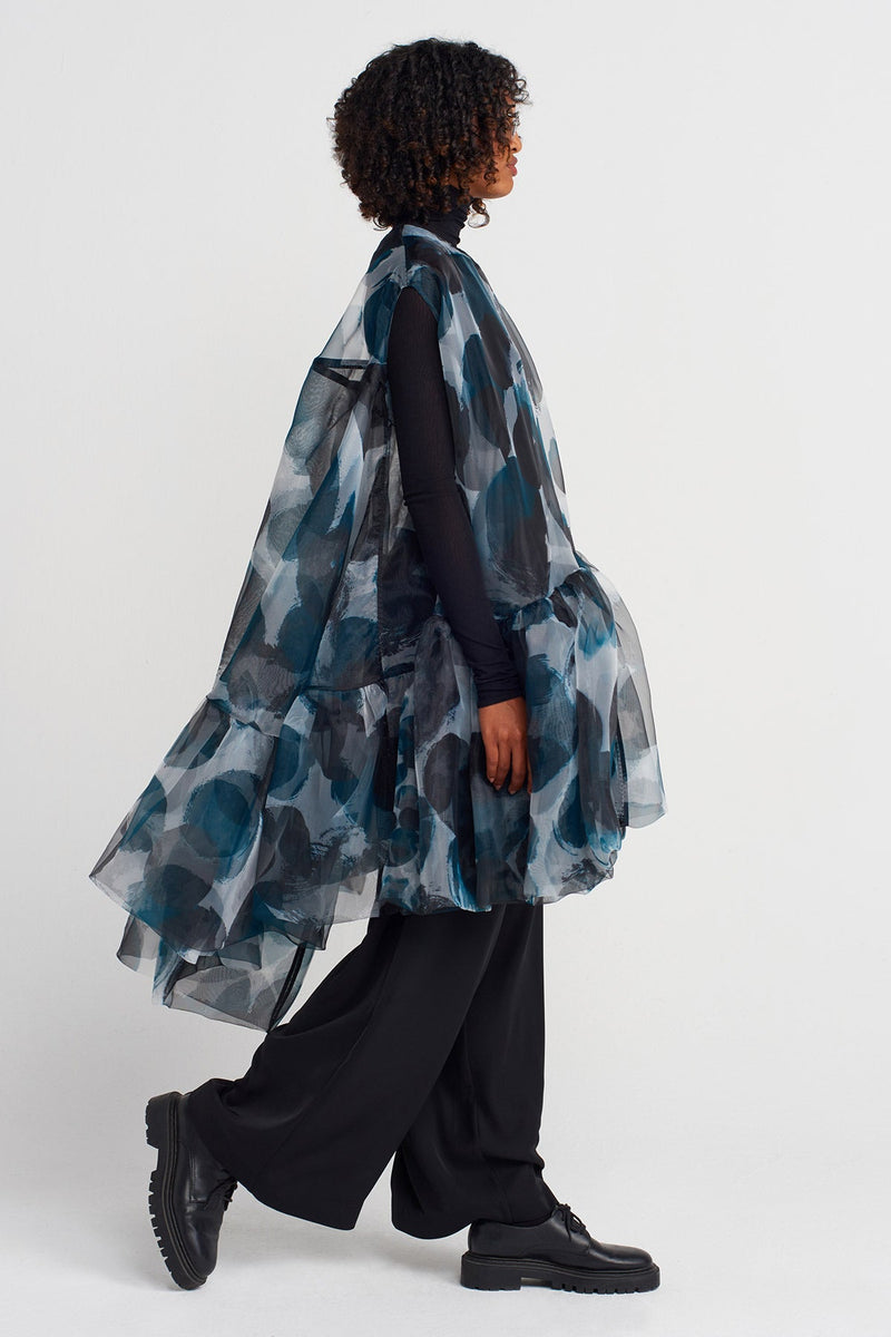NU Patterned Organza Oversized Blouse Multi Color
