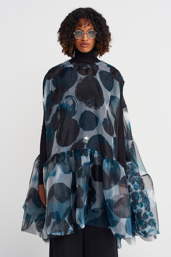 NU Patterned Organza Oversized Blouse Multi Color