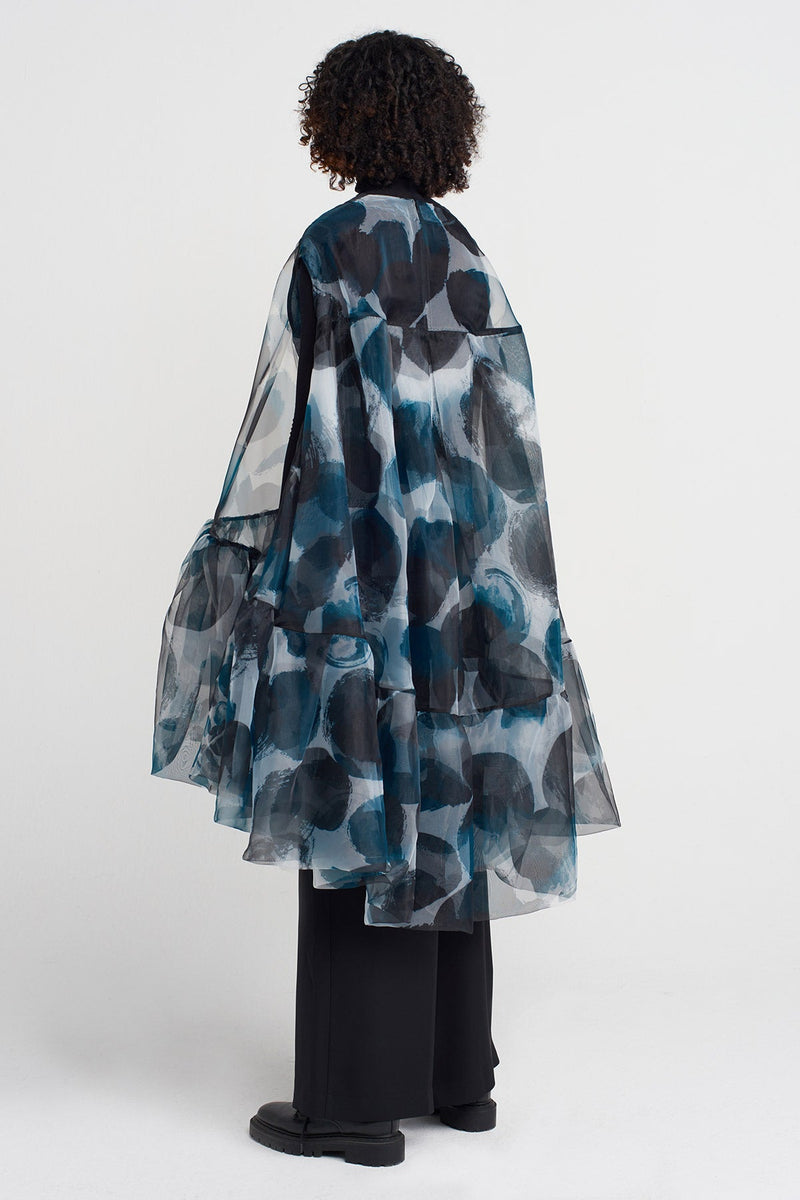 NU Patterned Organza Oversized Blouse Multi Color