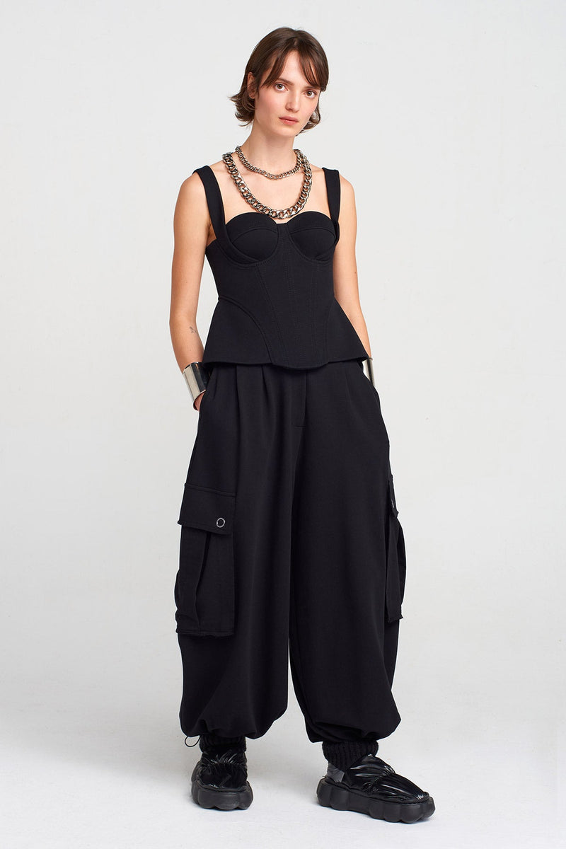 Nu Thick Strap Corset Top Black