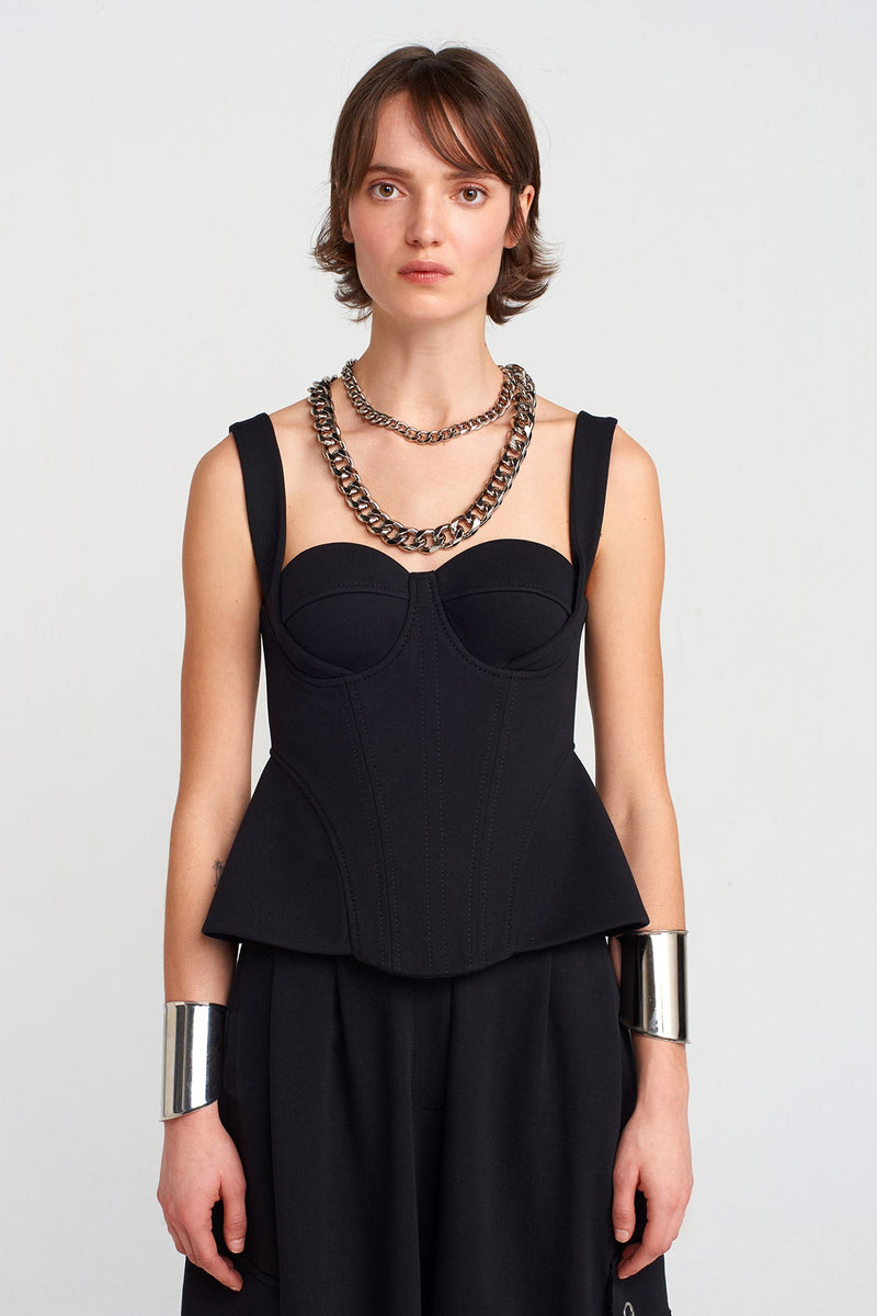 Nu Thick Strap Corset Top Black