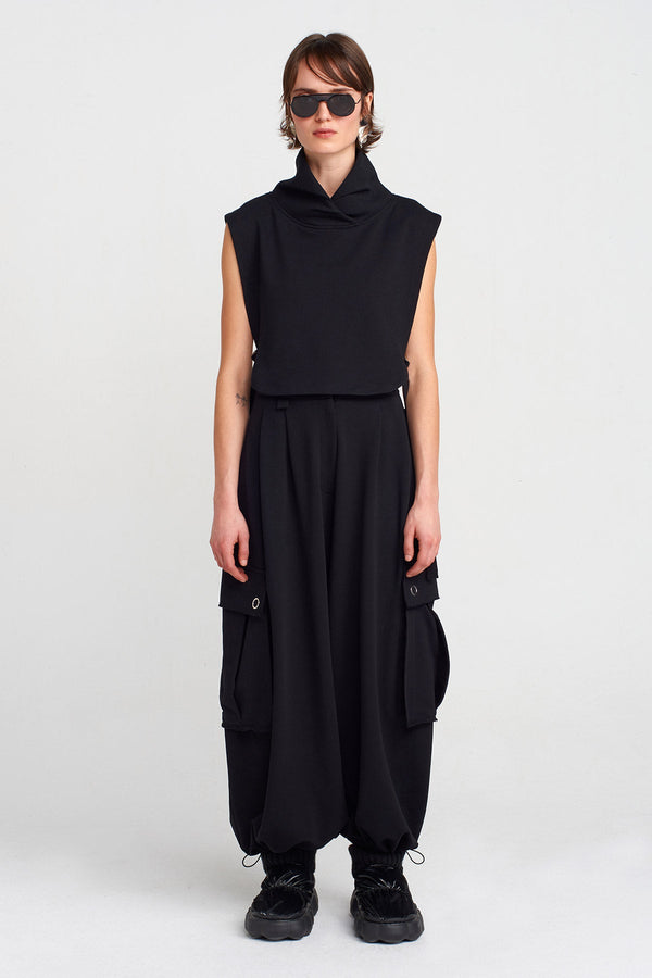 Nu Side Tie, Collared T-Shirt Black