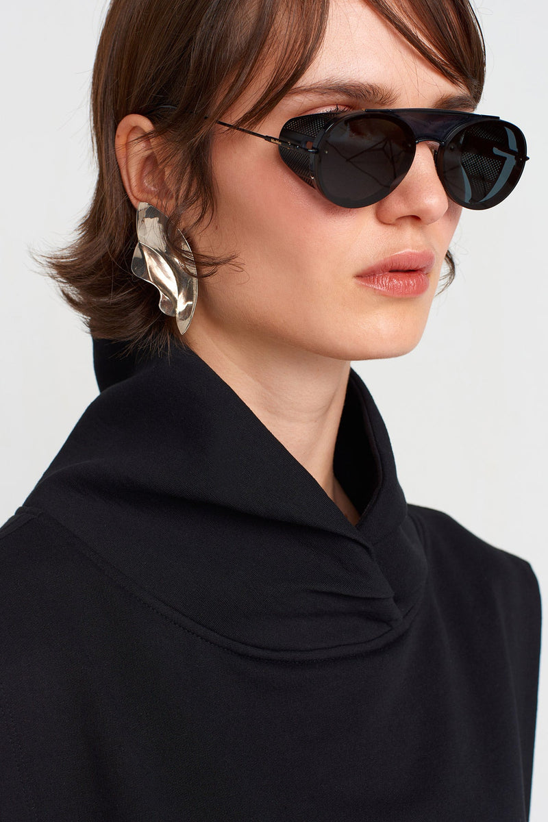 Nu Side Tie, Collared T-Shirt Black