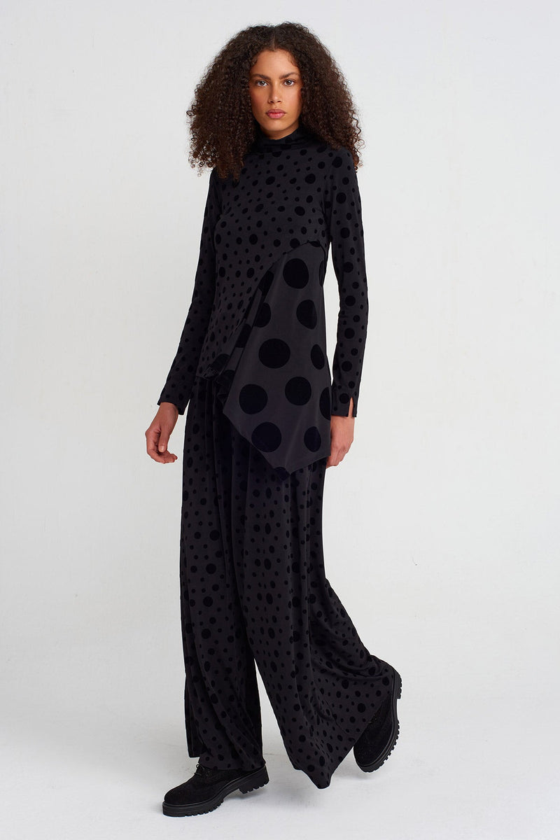 Nu Velvet Polka-Dot Jersey Blouse Multi Color