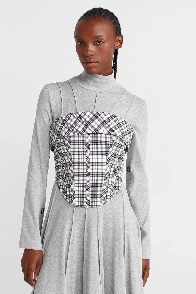 NU Plaid Strapless Corset Black/White