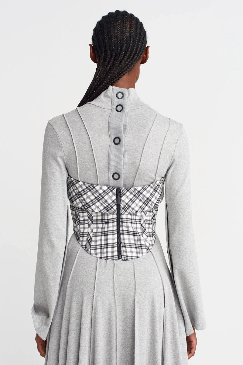 NU Plaid Strapless Corset Black/White