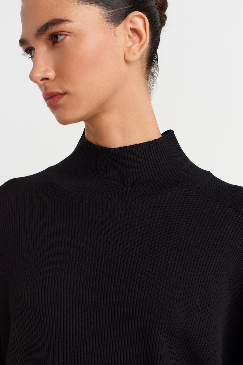 Nu Oversized Ribbed Blouse Black