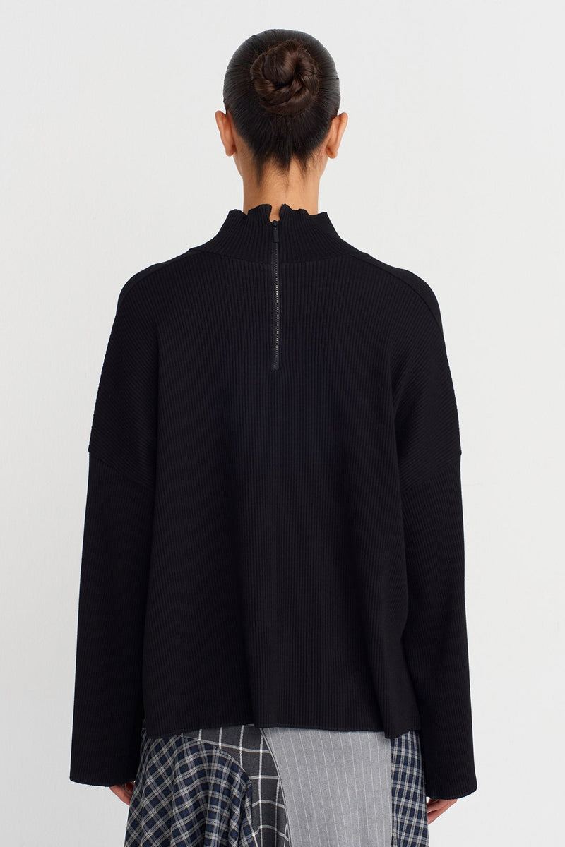 Nu Oversized Ribbed Blouse Black