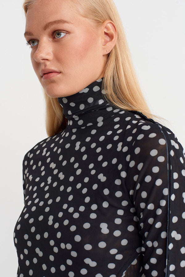 Nu Polka Dot Mesh Bodysuit Black/White