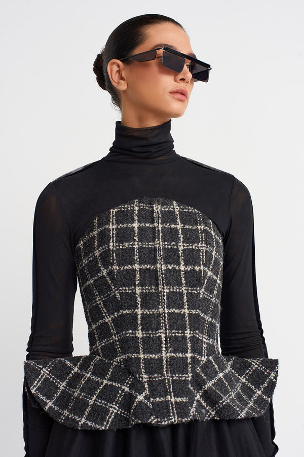 Nu Plaid Tweed Corset Grey/White