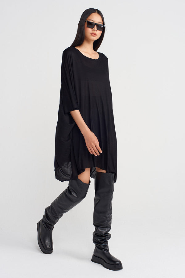 NU Oversize Tunic Bamboo Blouse Black