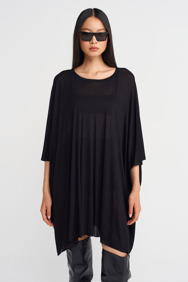 NU Oversize Tunic Bamboo Blouse Black