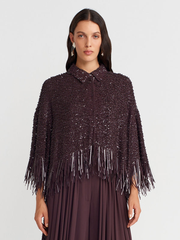Nu Sequin Elegant Blouse Eggplant