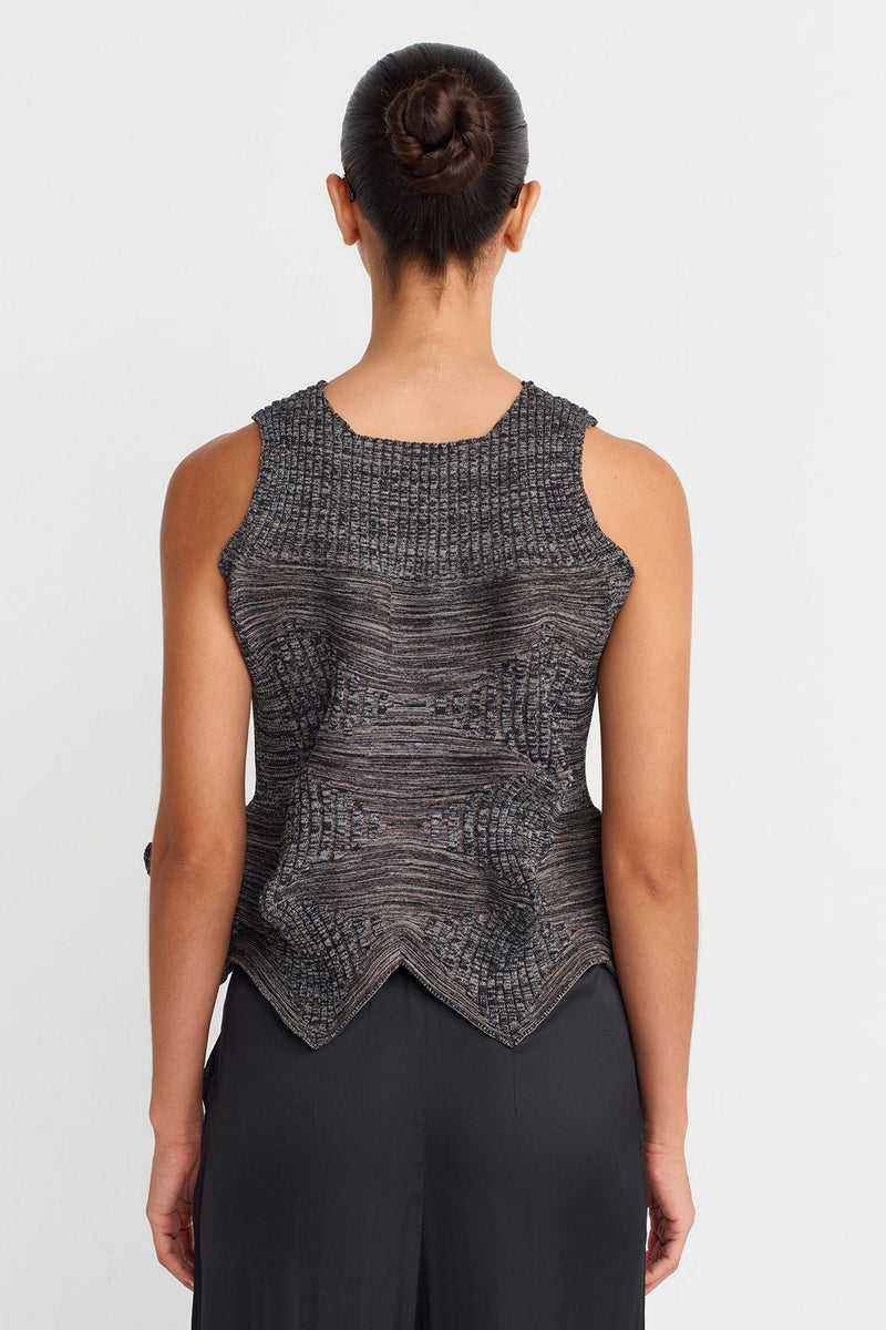 Nu Origami Form Knit Top Black