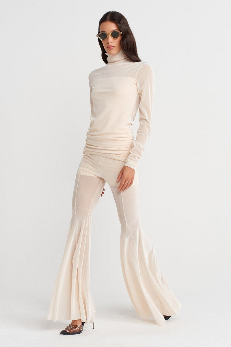 Nu Ruched Side Mesh Bodysuit Natural