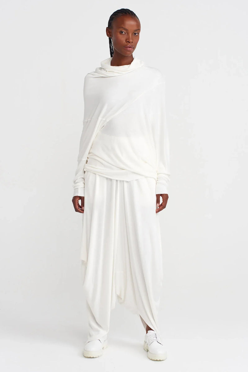 NU Asymmetrical, Low-Sleeve Blouse Off White