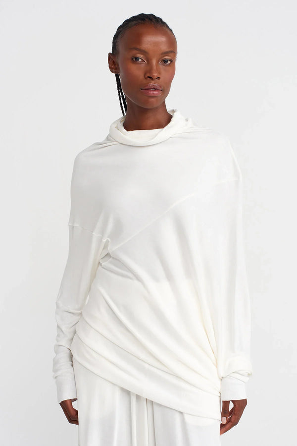 NU Asymmetrical, Low-Sleeve Blouse Off White