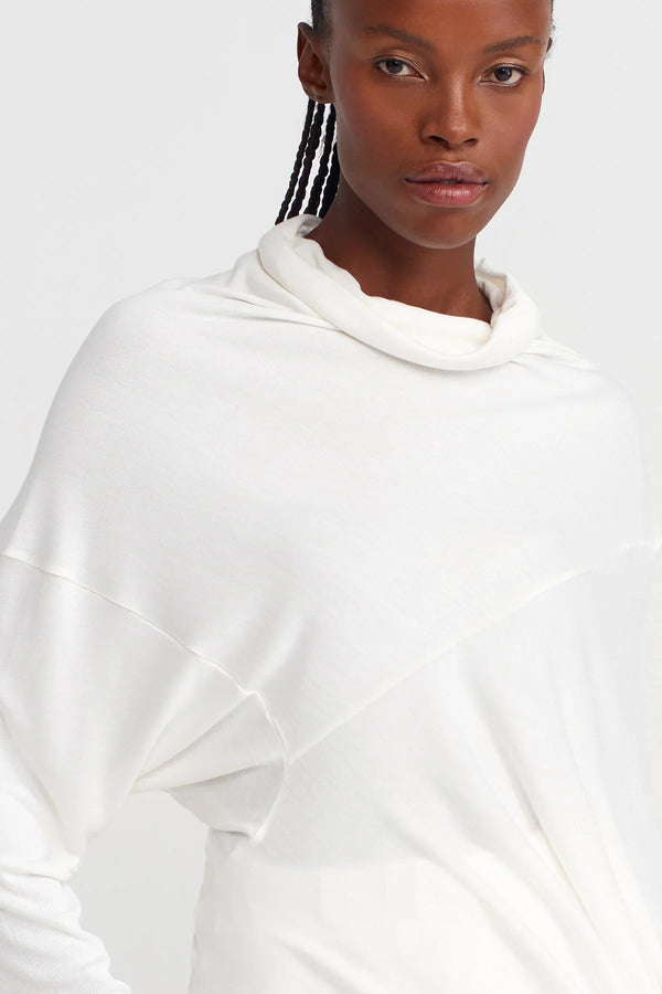 NU Asymmetrical, Low-Sleeve Blouse Off White