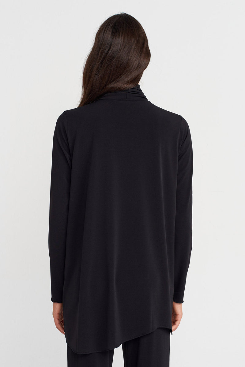 Nu Turtleneck Long Sleeve Jersey Blouse Black