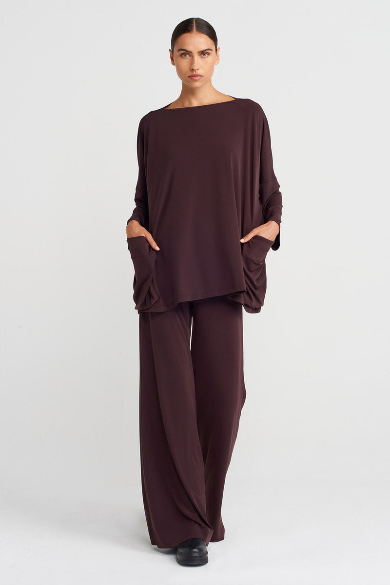 Nu Oversized Jersey Blouse With Side Pockets Eggplant