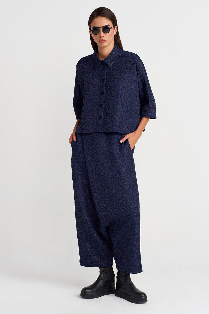 Nu Jacquard Short Shirt Navy Blue