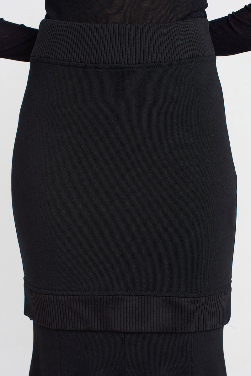 Nu Double Layer Fishtail Skirt Black