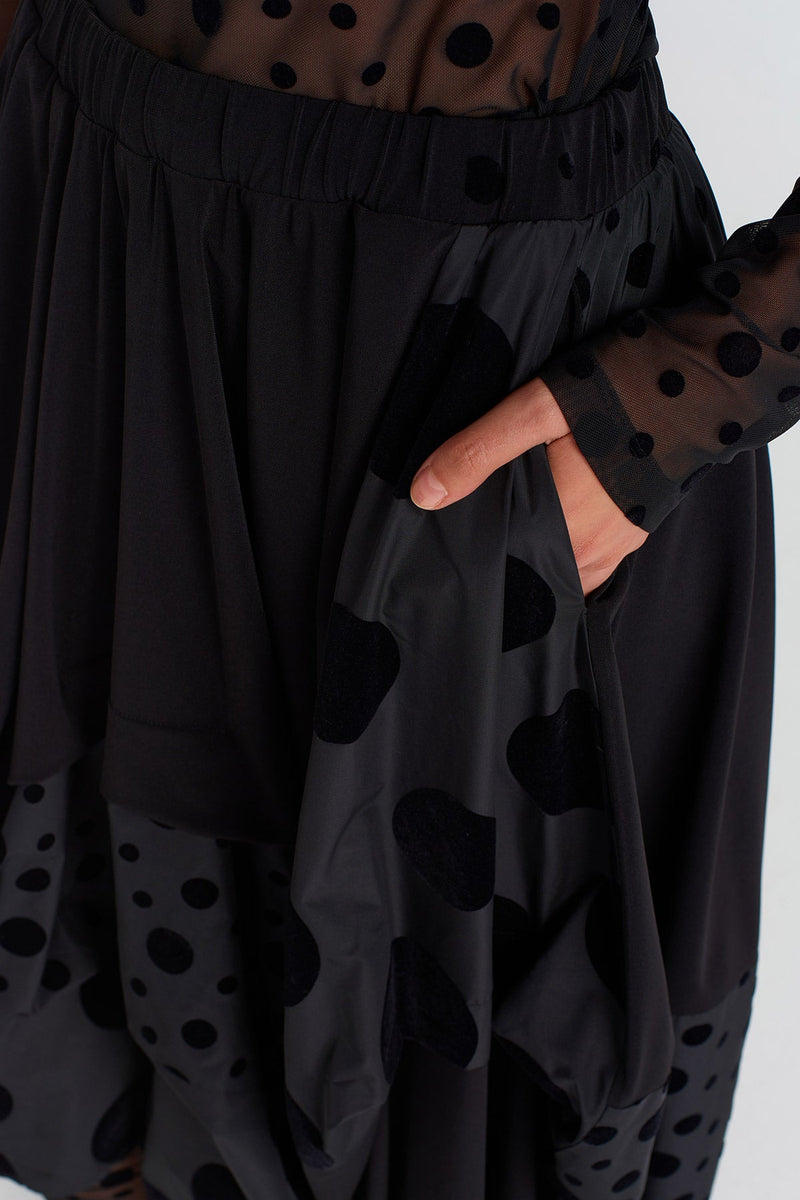 Nu Velvet Polka-Dot Jersey & Taffeta Skirt Multi Color