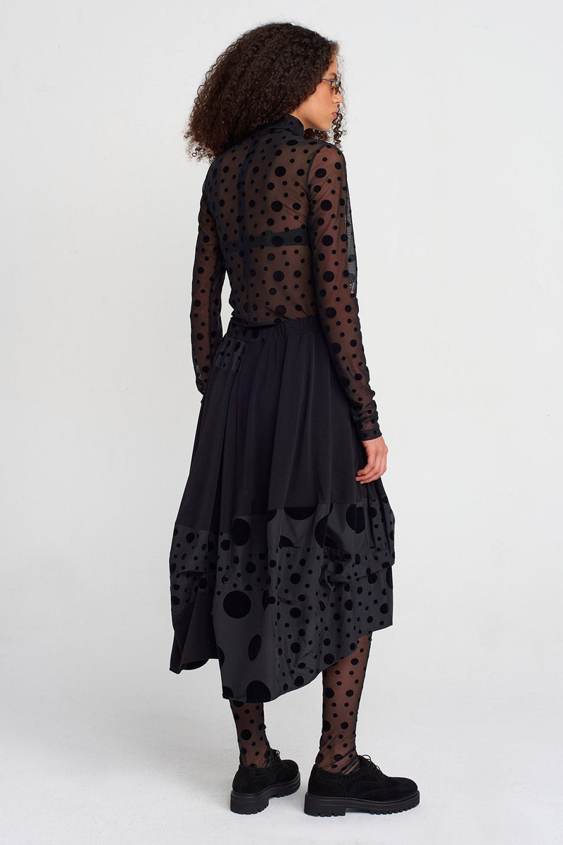 Nu Velvet Polka-Dot Jersey & Taffeta Skirt Multi Color