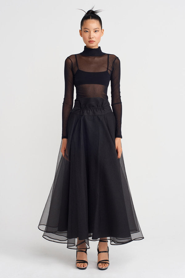 NU High-Waisted Puffy Organza Skirt Black