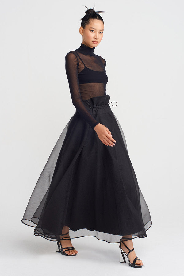 NU High-Waisted Puffy Organza Skirt Black
