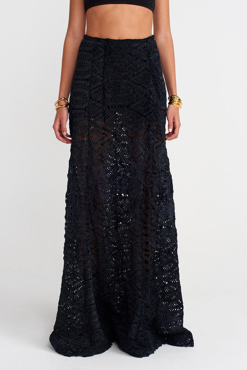 Nu Velvet Lace Maxi Skirt Black