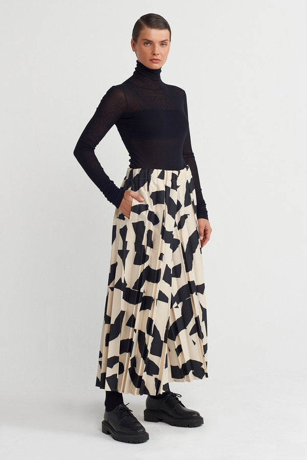 NU Patterned Pleated Trousers Multi Color