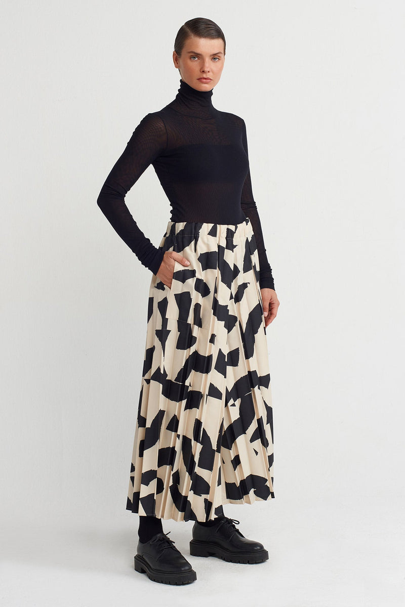 NU Patterned Pleated Trousers Multi Color