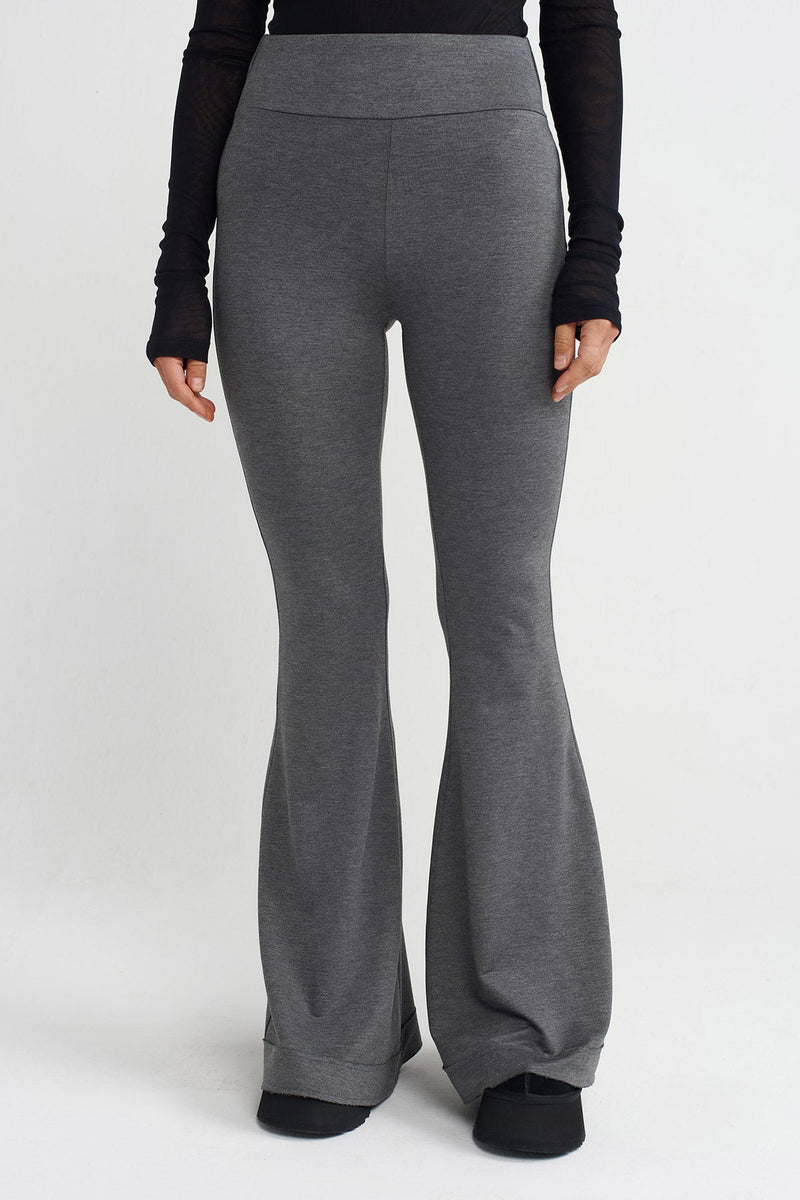 NU Slim Fit Bootcut Trousers Grey Melange