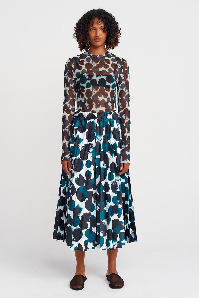 NU Patterned Pleated Trousers Multi Color