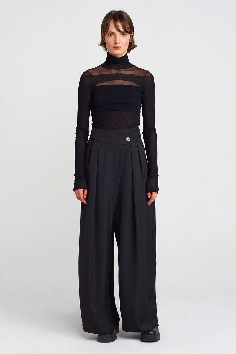 Nu Double-Breasted Palazzo Pants Black