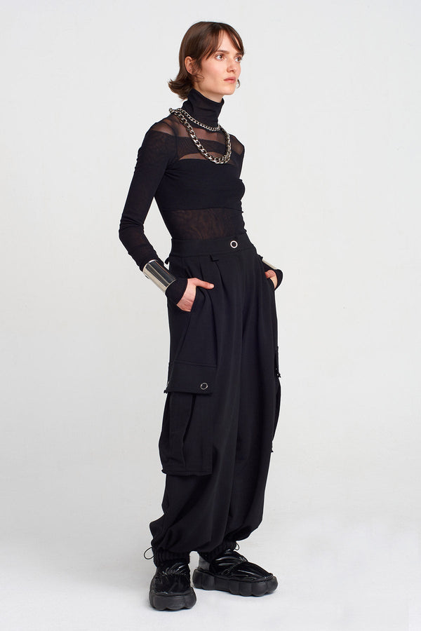 Nu Drawstring Trousers With Pockets Black